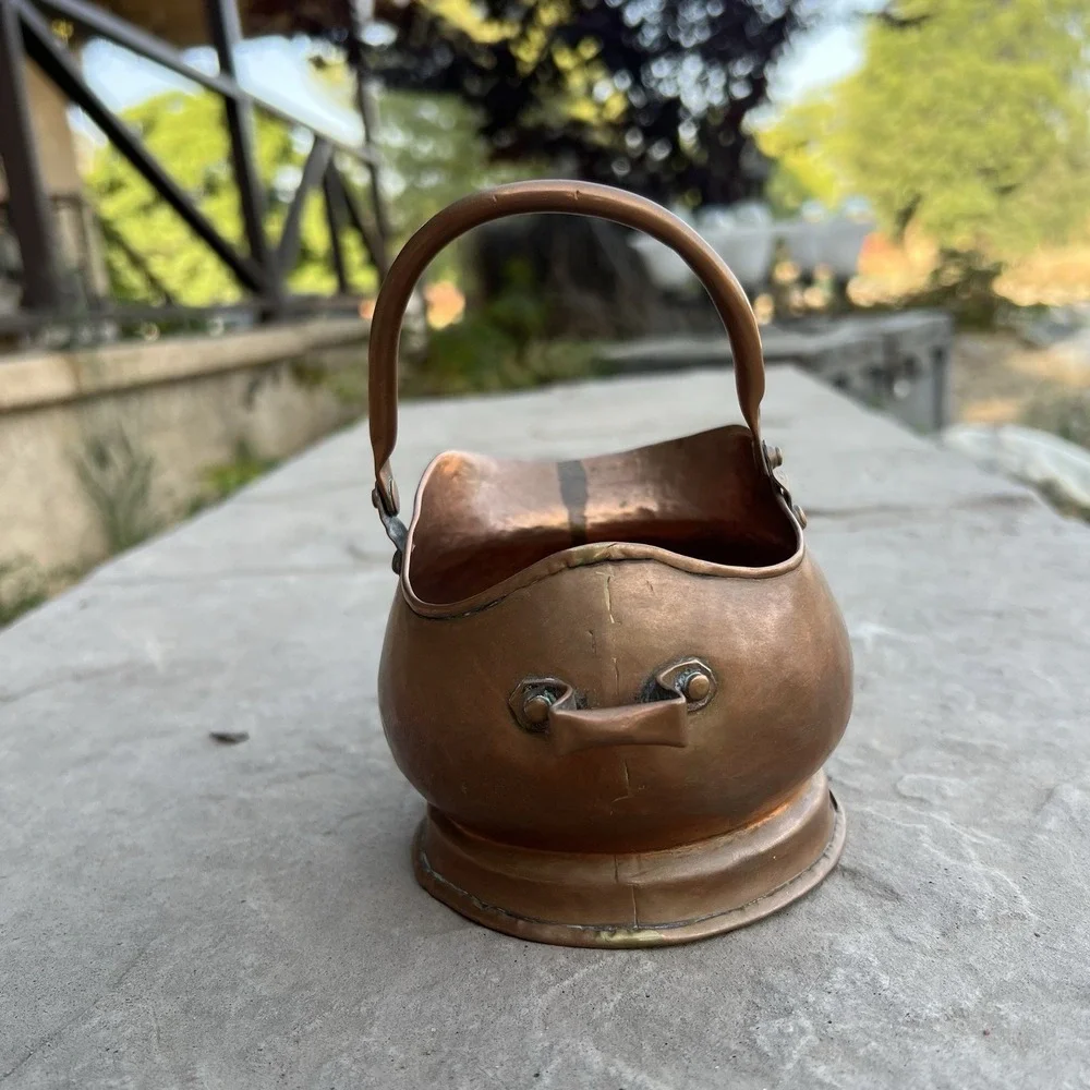 Antique Copper‎ Coal Scuttle Victorian Quality Dovetail Helmet
